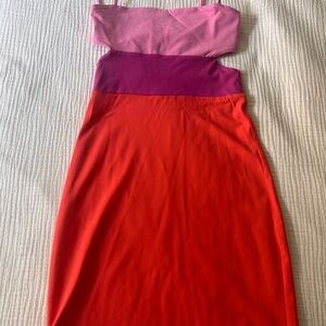Susana Monaco Strapless Pink and Red Dress